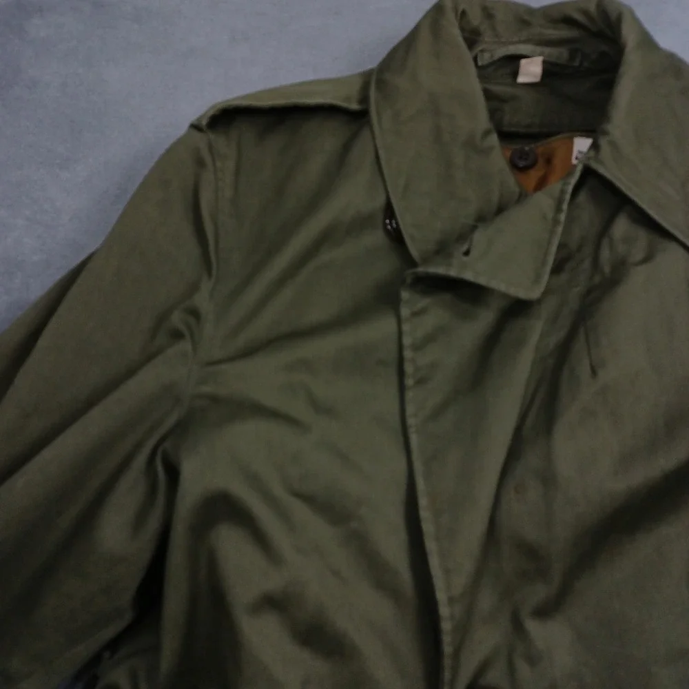 Vintage US Military Overcoat Mens Medium Green Wool Liner 1950s Belted OG 107
